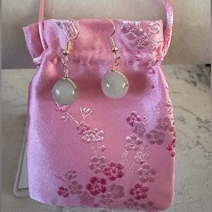 14K Gold Icy Light Jade Earrings